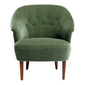 Carl Malmsten Swedish Lounge Chair, 1950s, in Mohair Velvet by Chase Erwin