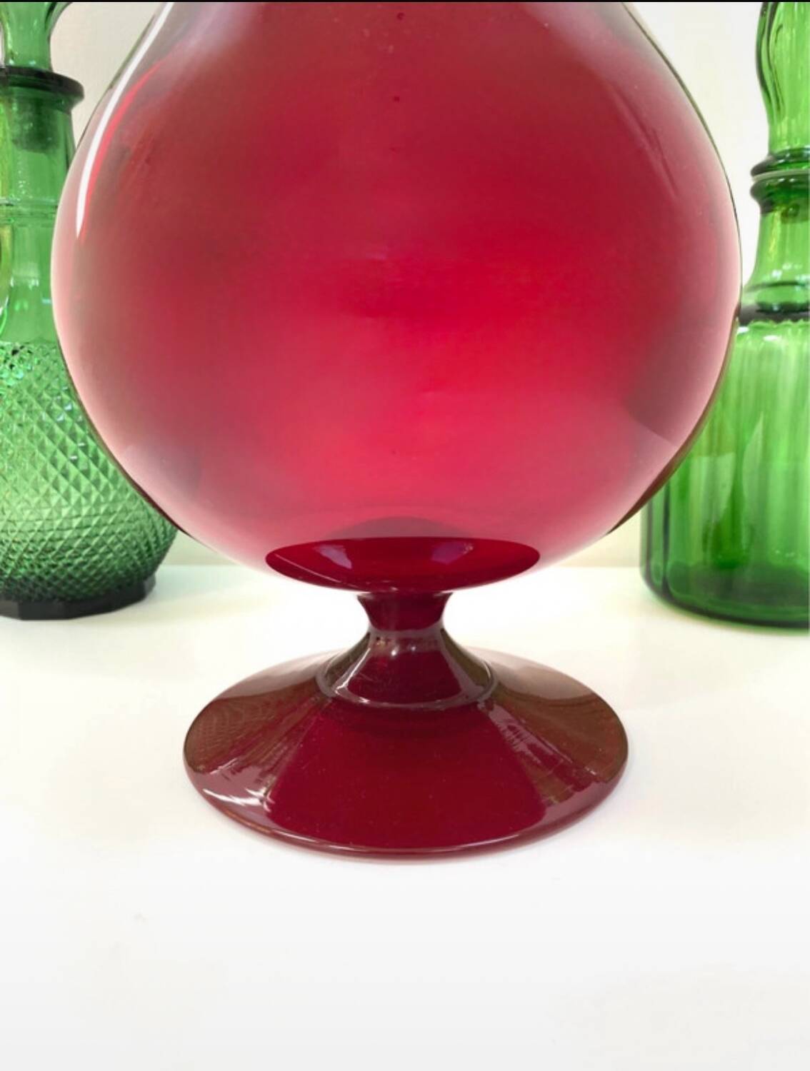 Large Empoli red blown glass carafe / Genie Bottle