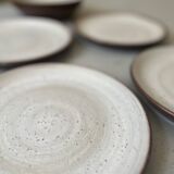 service a dessert 6 assiettes plates + 2 creuses en gres de gien, 1970