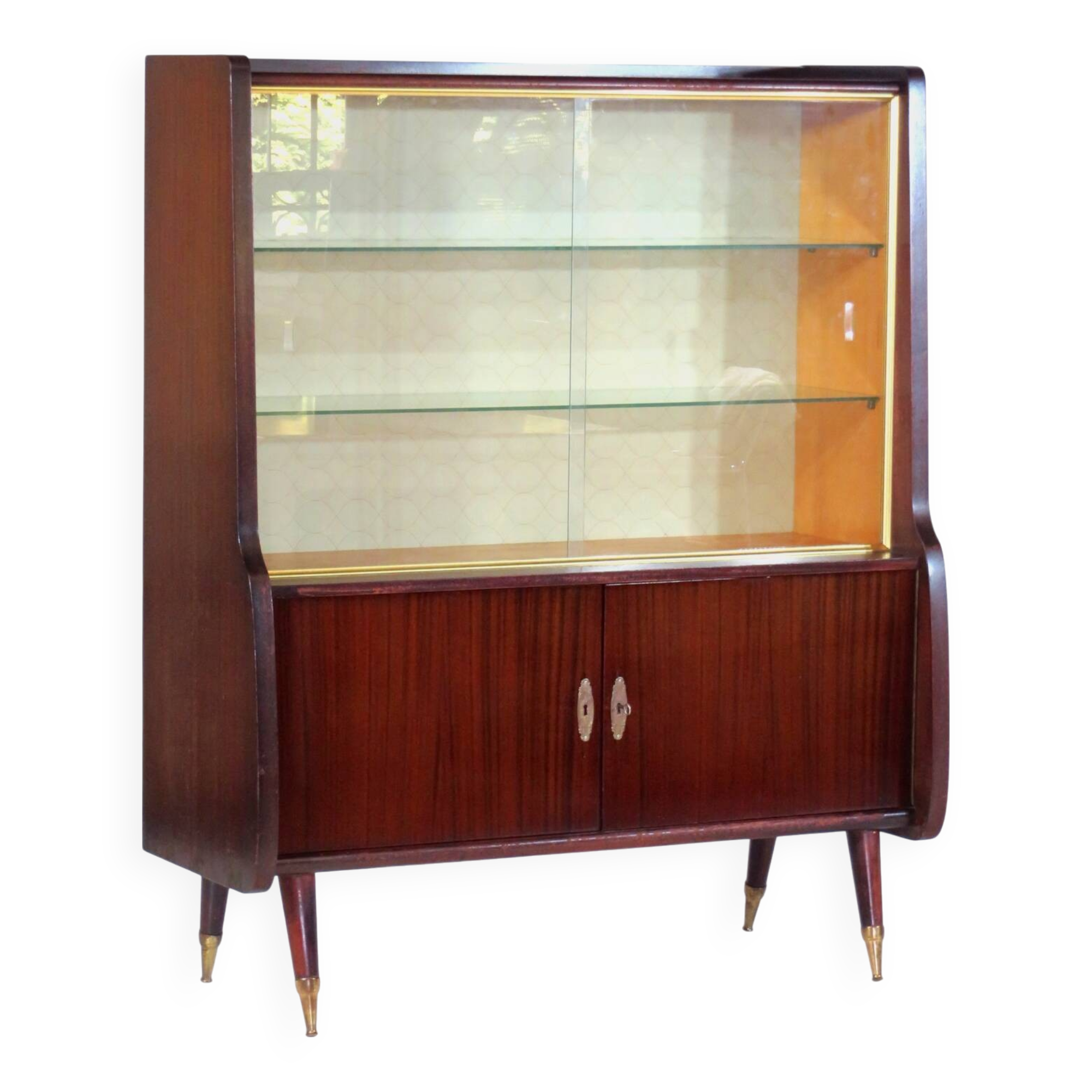 Art Deco display cabinet with sliding glass doors, 1930s
