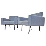 Set of 2 mid-century blue arm chairs, Germany 1950s