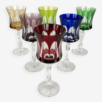 Série de six verres à pied en cristal de couleur Villeroy & Boch