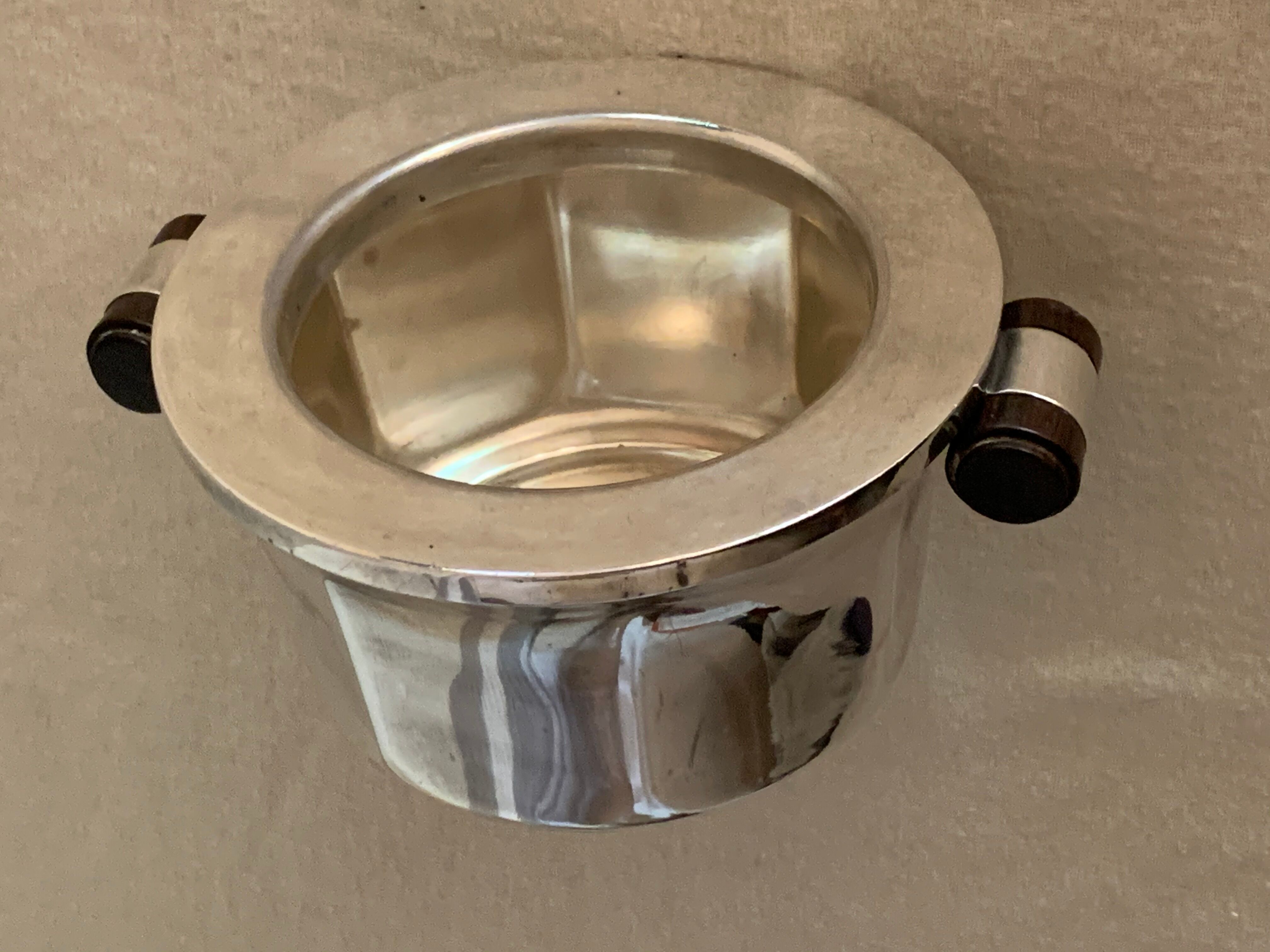 Luc Lanel silver metal and rosewood sugar for Christofle art deco