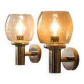 Set of 2 vintage chrome wall sconces