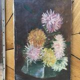 Set of 3 oils on canvas dahlias