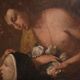 Peinture antique Adoration de Sainte Rose de Lima avec la Madone et l'Enfant