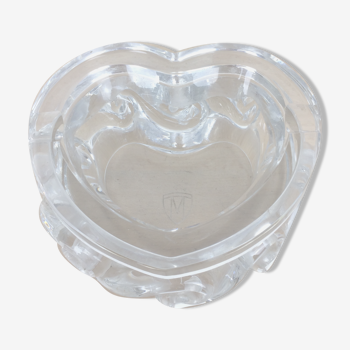 Cendrier en cristal de baccarat modèle aladin, forme cœur