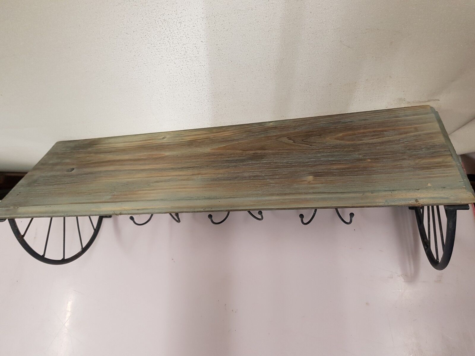 Coat rack with iron and wood hat rack