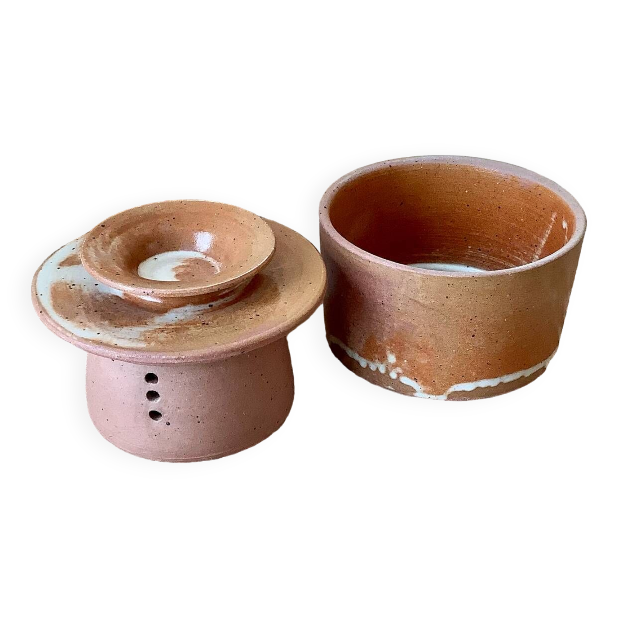 Stoneware water butter dish