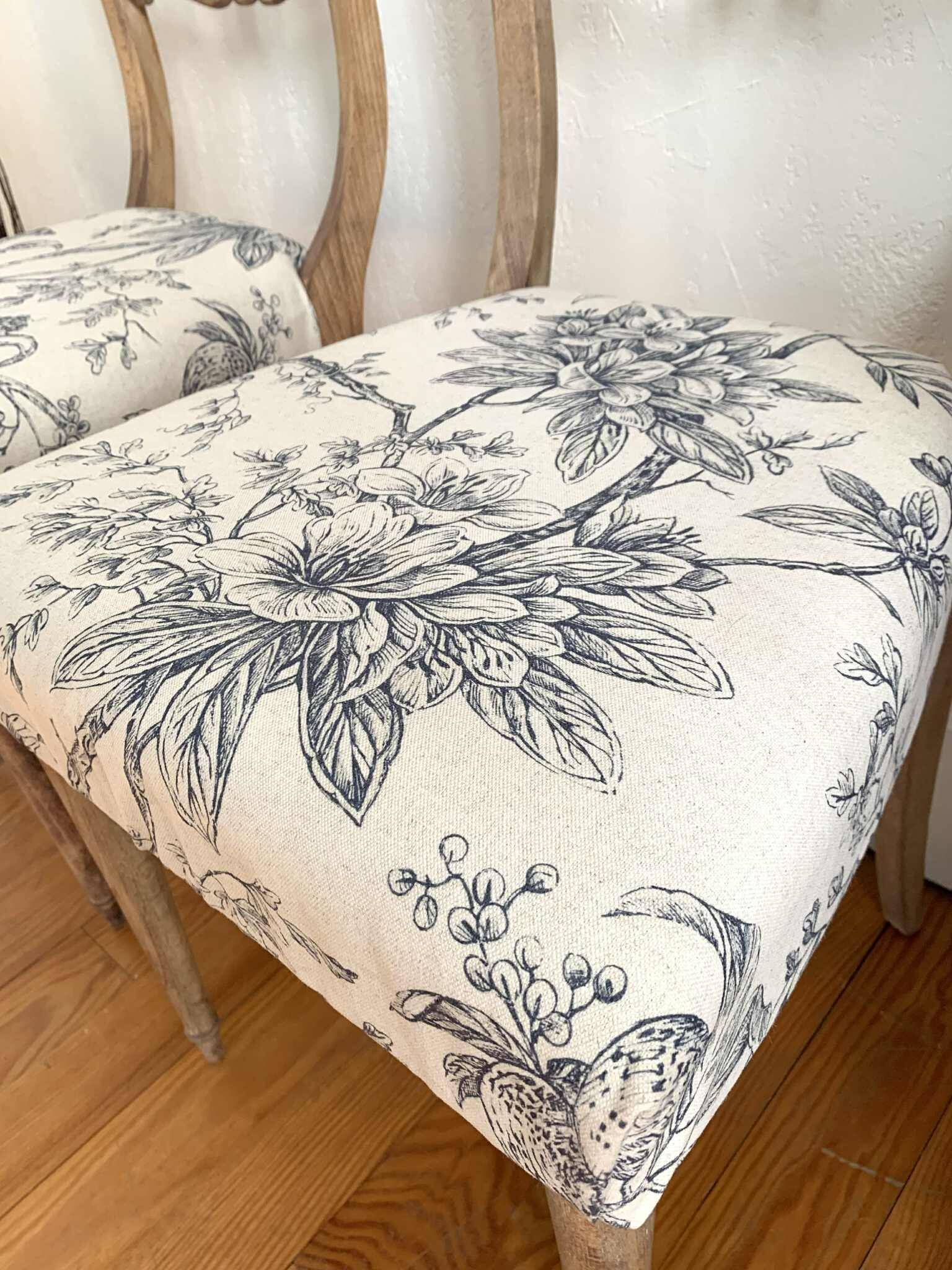 Pair of antique chairs, floral fabric