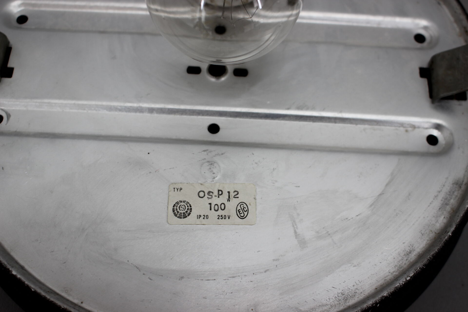 Glass flush mount light czechoslovakia, 1970