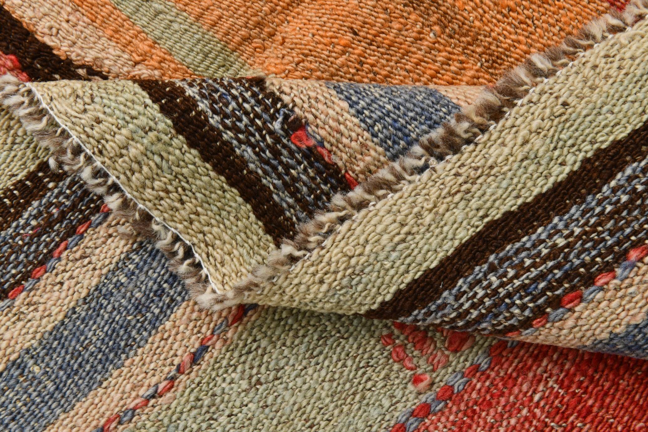 Tapis Kilim rayé rose et orange