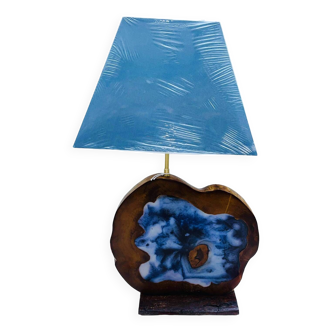 Handmade resin and wood bedside lamp