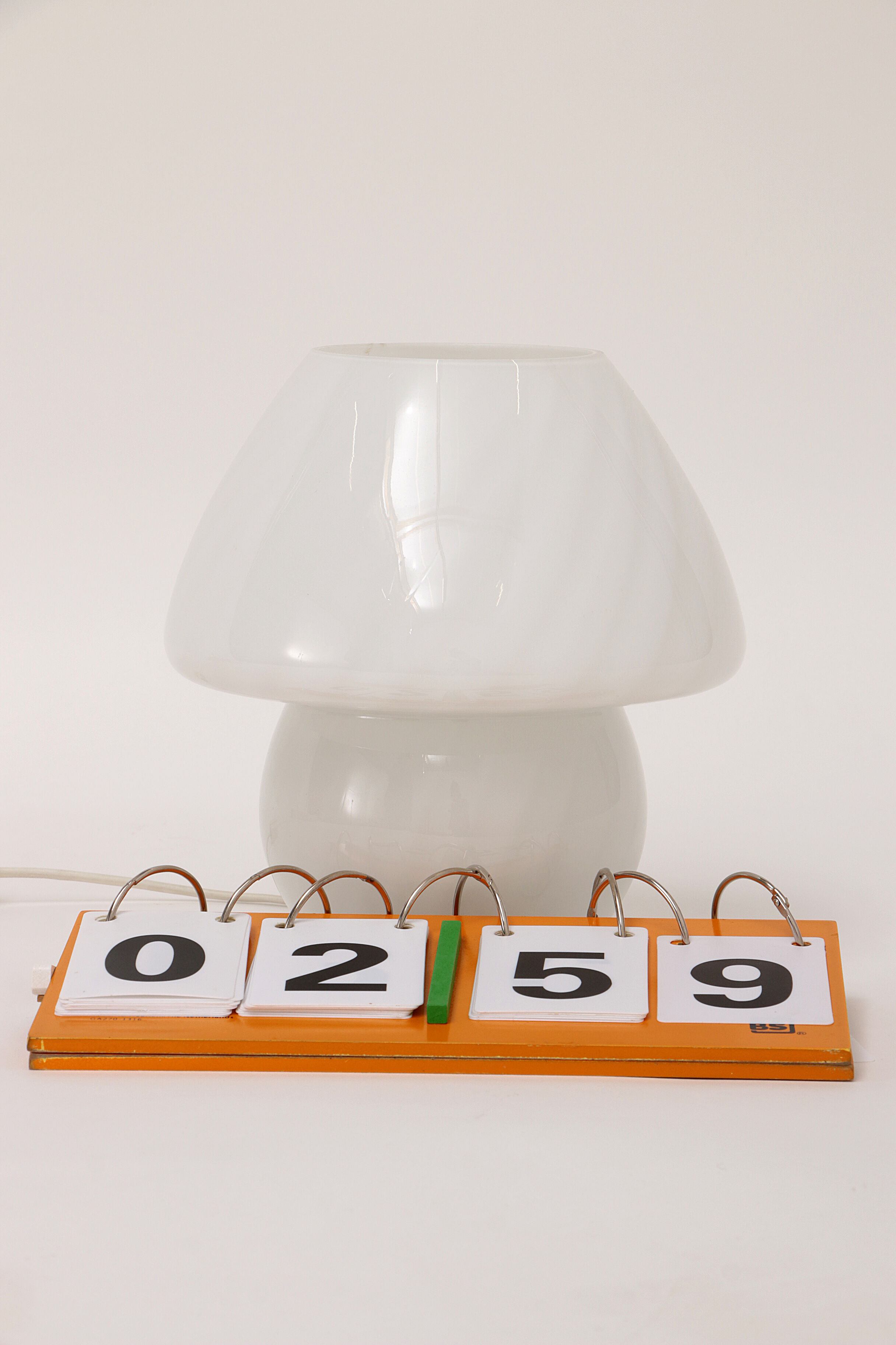 Vintage white mushroom lamp by Glashutte, 1960 Germany.