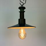 Industrial Blue Enamel Factory Pendant Lamp with Cast Aluminium Top, 1960s