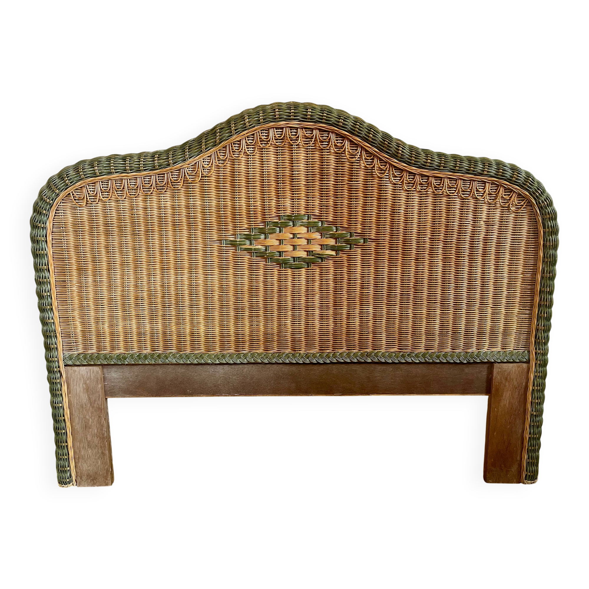 VINTAGE WICKER HEADBOARD, 80s/90s