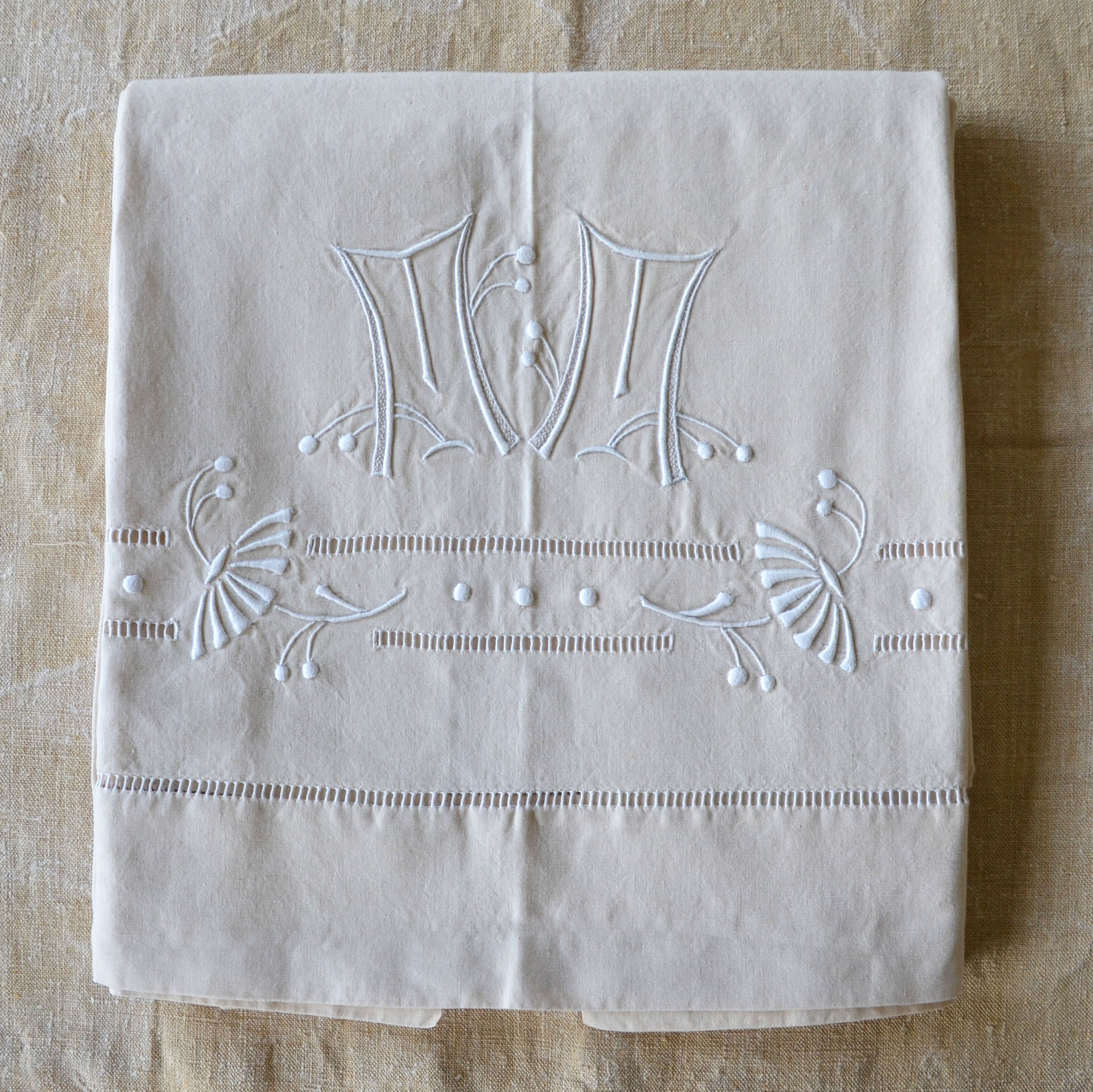 Hand-embroidered antique sheet
