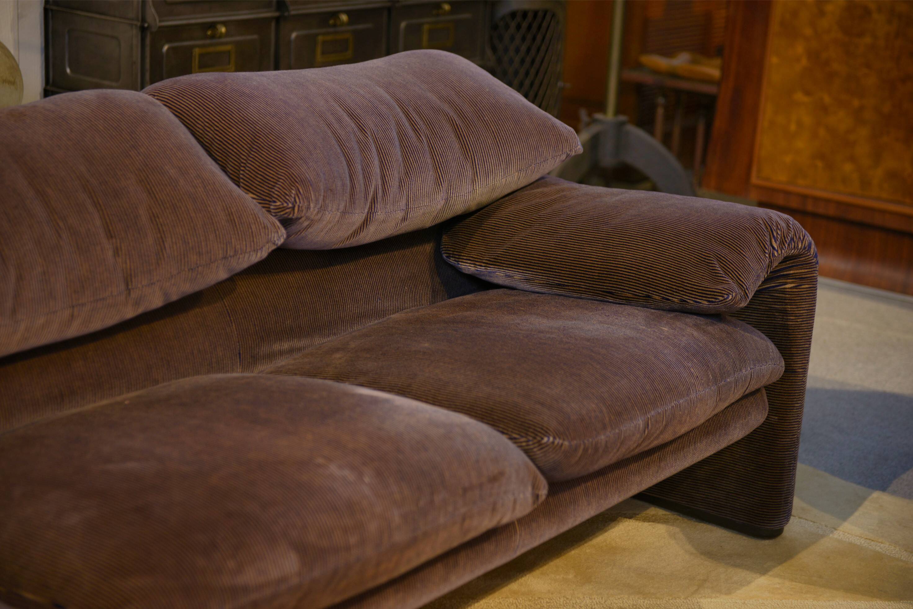 Ensemble canapé 3 places et deux fauteuils Maralunga par Vico Magistretti pour Cassina première édition 1973
