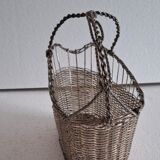Silver metal basket and bottle holder