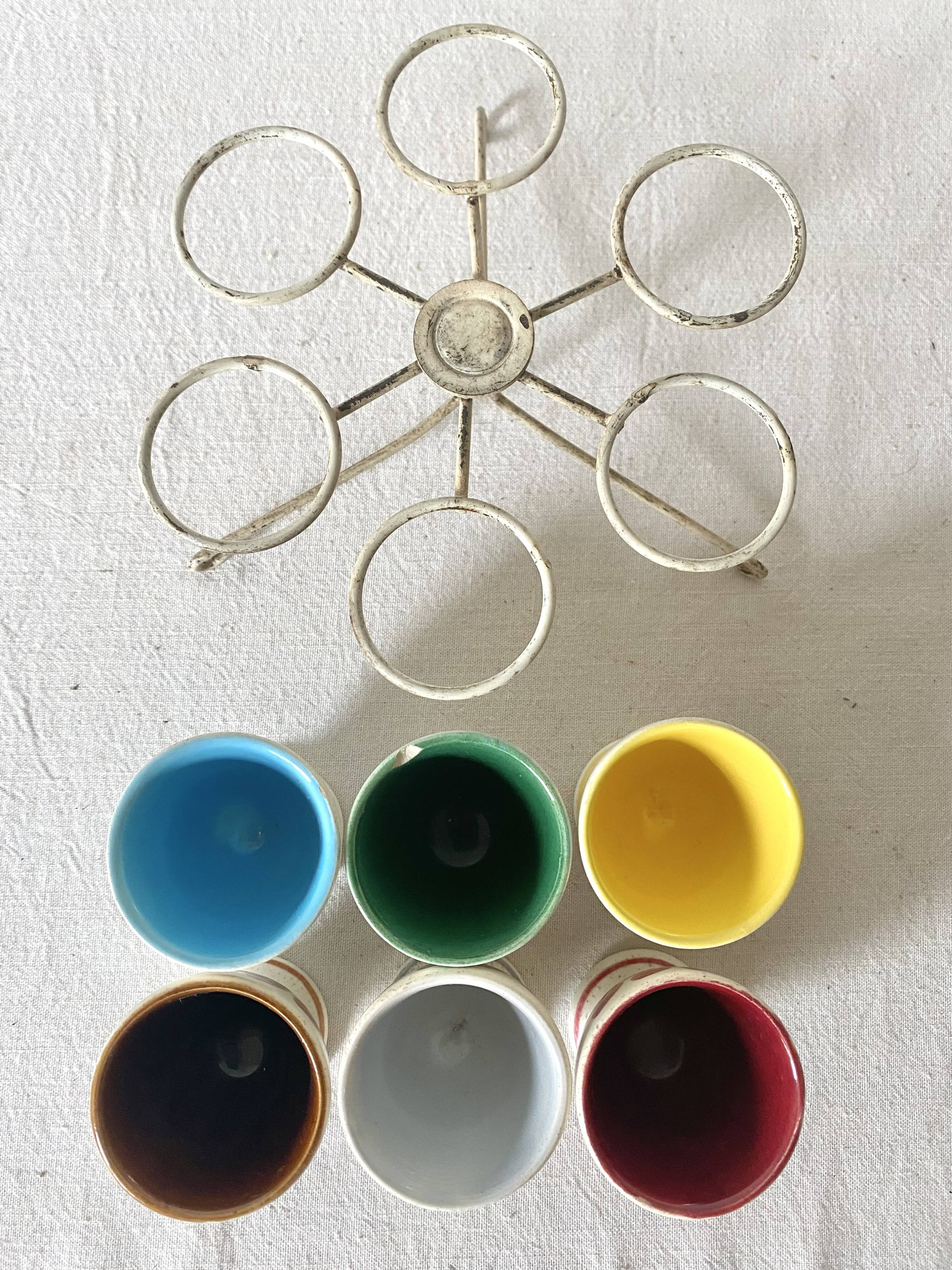 Antique earthenware egg cups