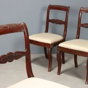 Antique Charles X chairs in mahogany and fabric, France, 19th century