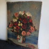 Oil on canvas ancient Bouquet of flowers