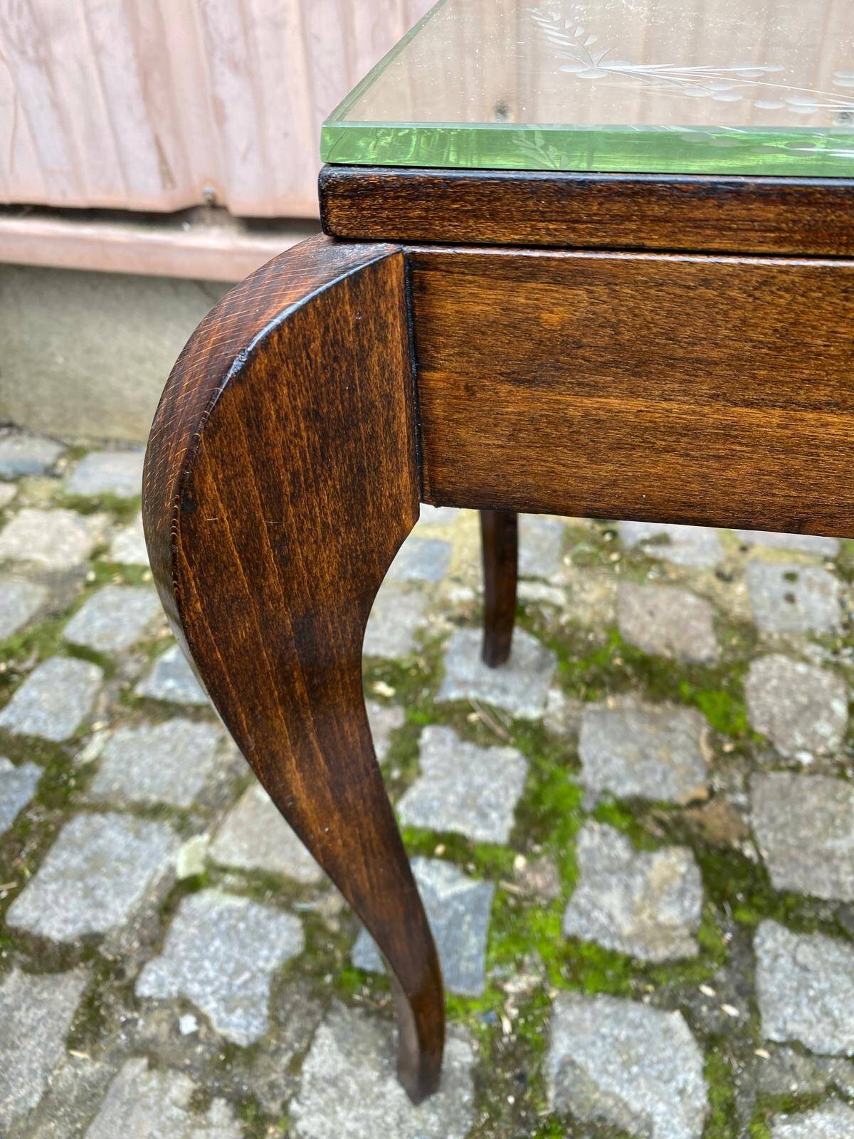 Louis XV solid wood mirrored coffee table