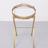 small Brass folding serving tray table 1970 France