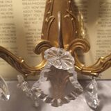 1 crystal prism wall light with 2 lights. Brass frame