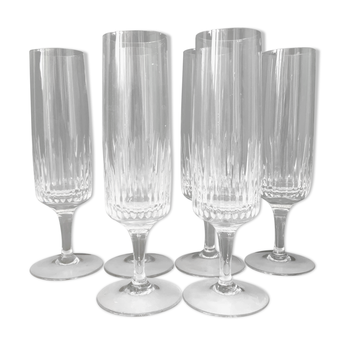 Set de 6 flûtes à champagne cristal taillé