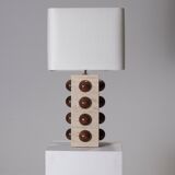 Travertine and walnut bubble lamp