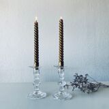 Pair of glass candle holders