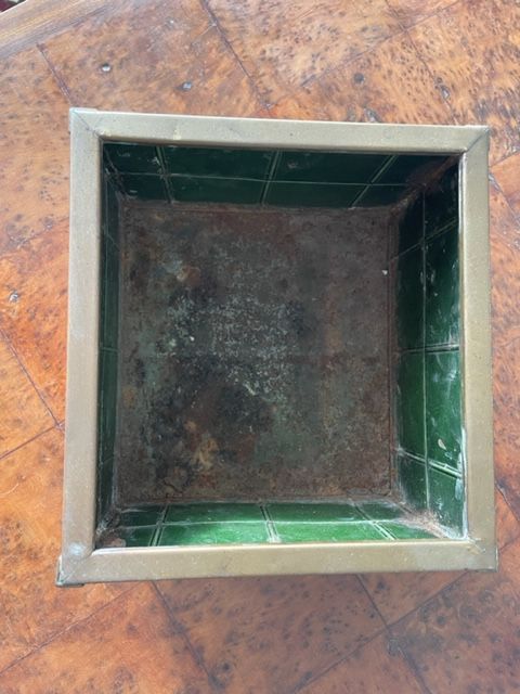 Pot cover in sheet metal and brass Art Nouveau Vienna Secession.