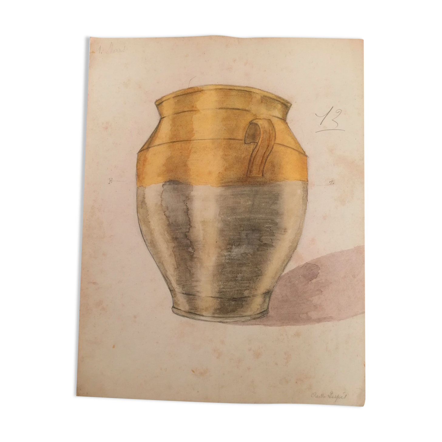School drawing, study of the 20s "Vase art new"