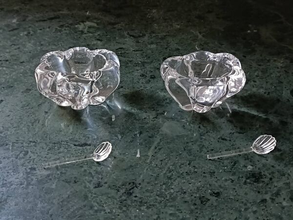 Paire de saleron en cristal Daum