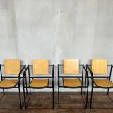 Series of 4 chairs minimalist 1980 design italy