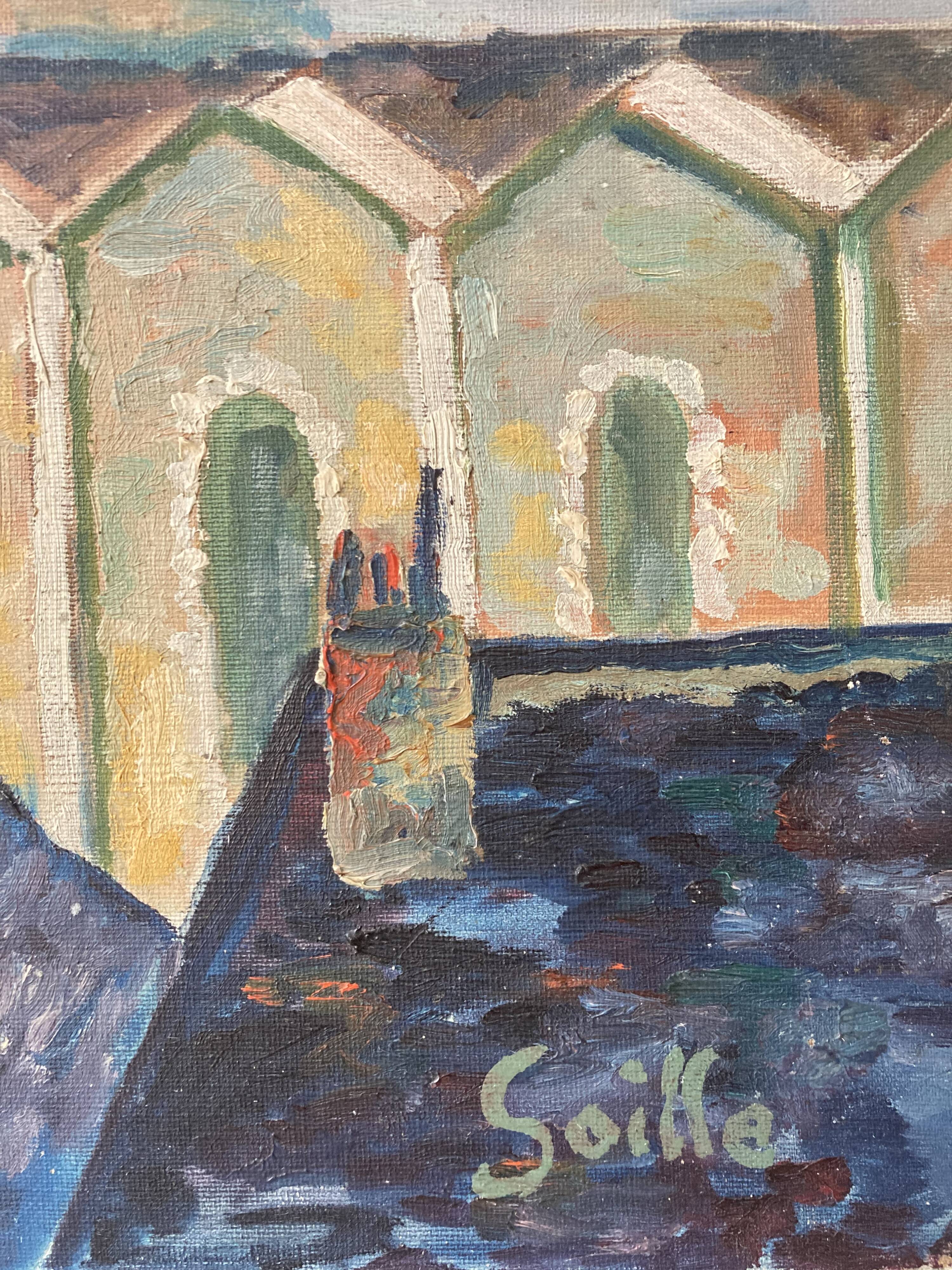 Oil on canvas Belle Ile en mer - Sauzon signed