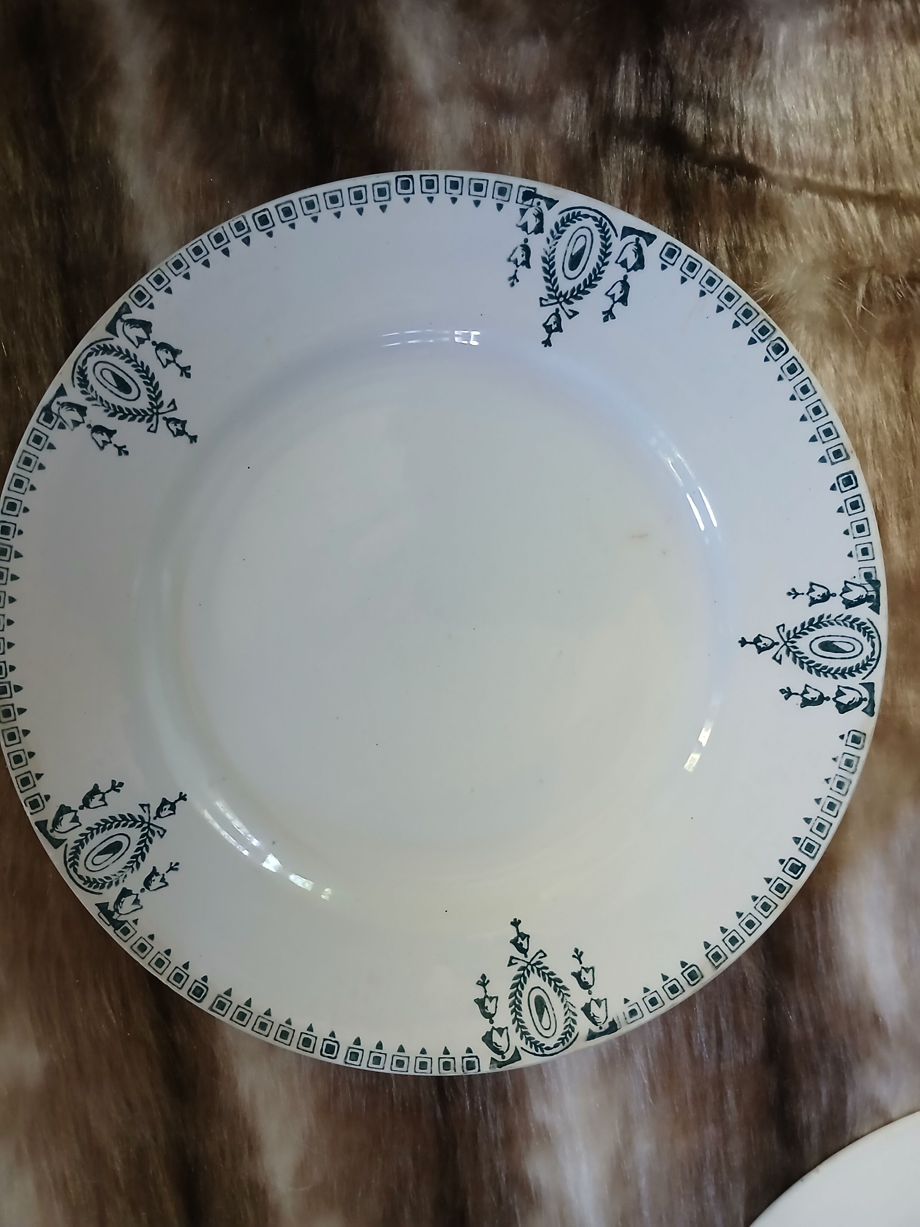 6 antique flat plates in ironstone