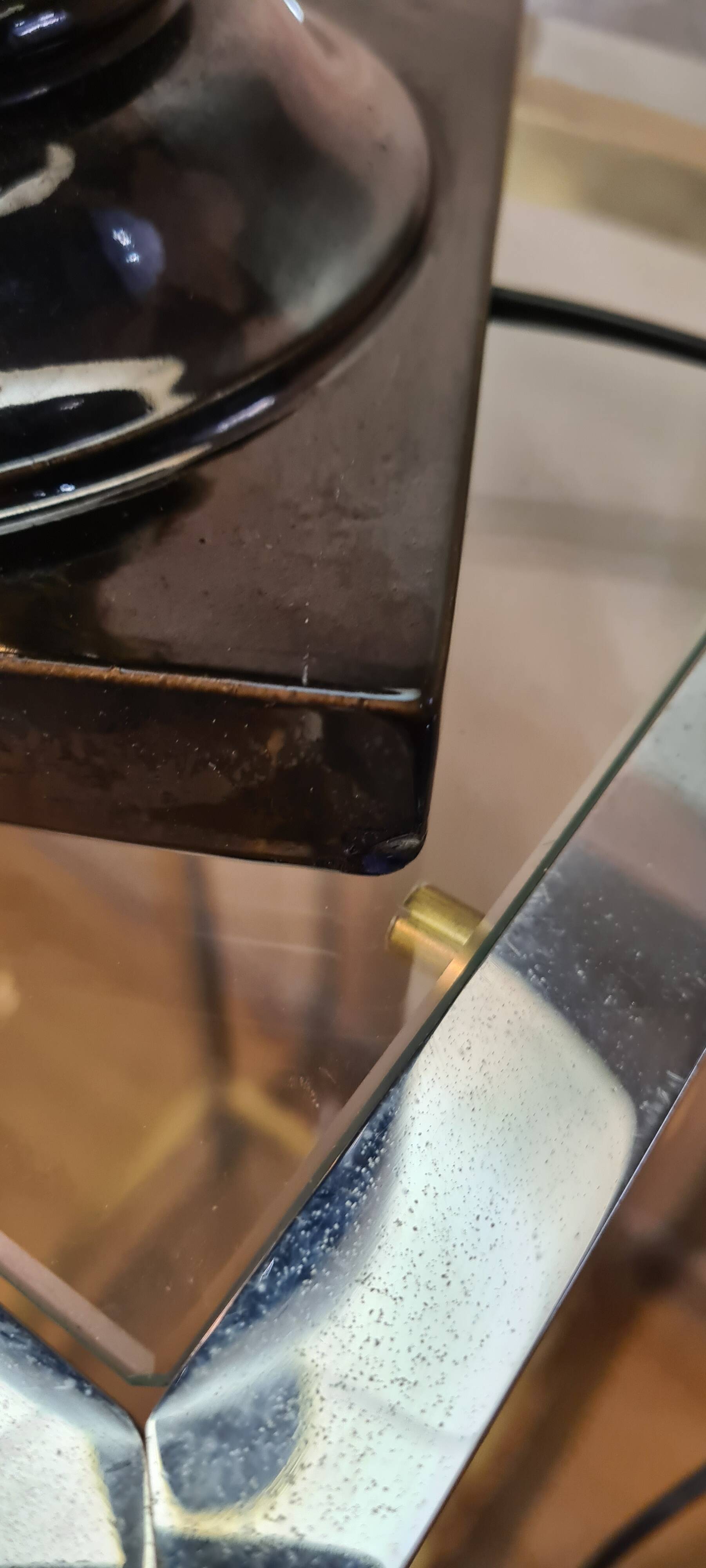 black glazed and gold ceramic lamp