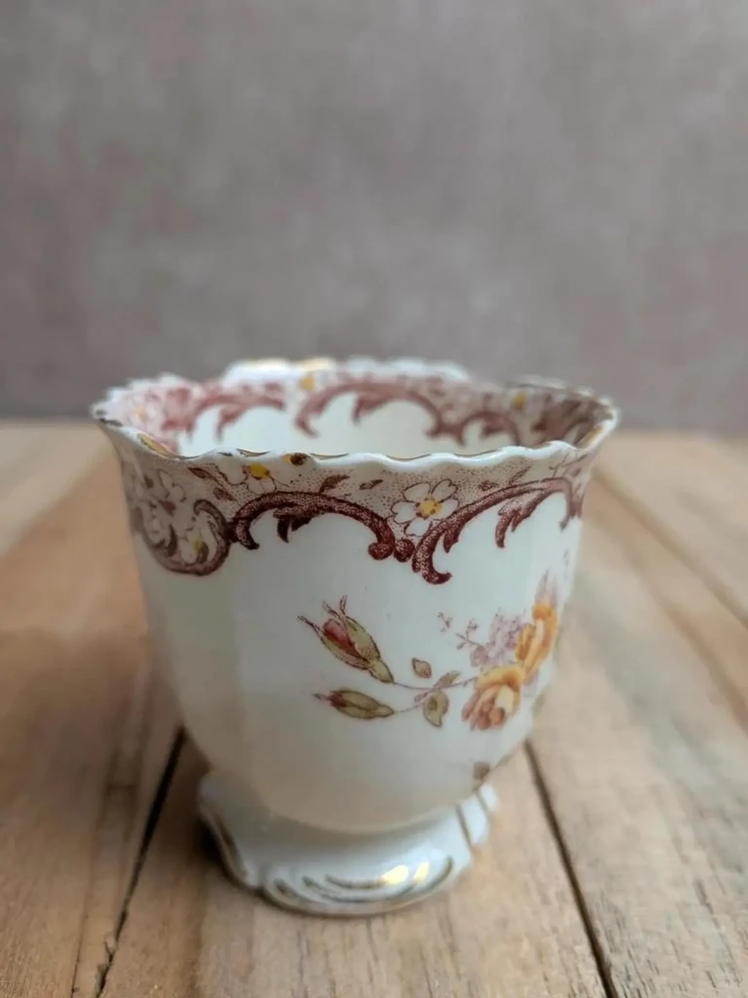 Antique Sarreguemines Fleury cup – Polychrome floral decoration 19th century