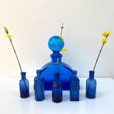 Grand flacon / vase / carafe en verre bleu cobalt