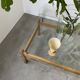Table scandinave teck blond et verre 60