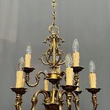 Rococo chandelier, solid gilded bronze