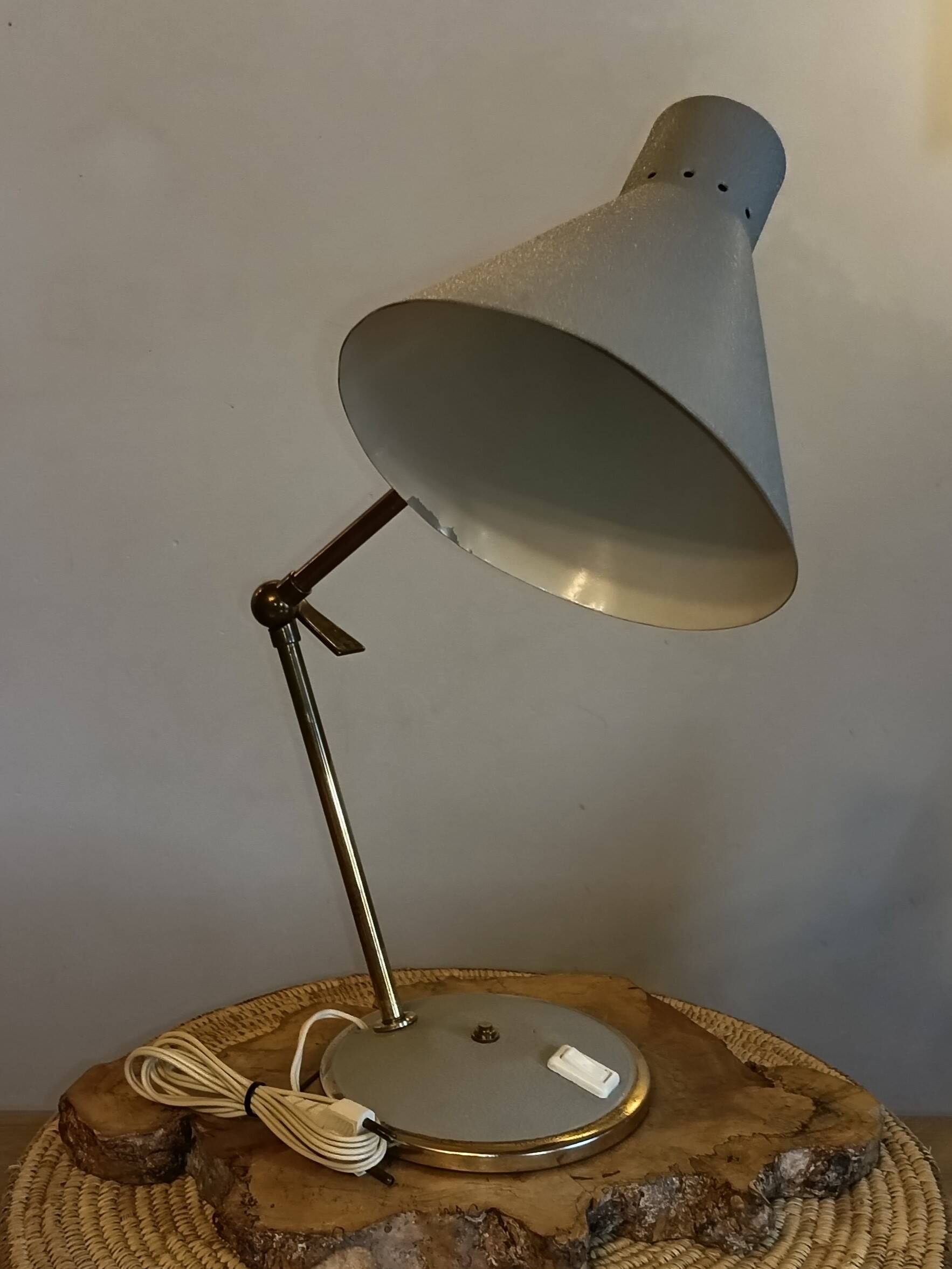 Gray metal diabolo lamp, 1950