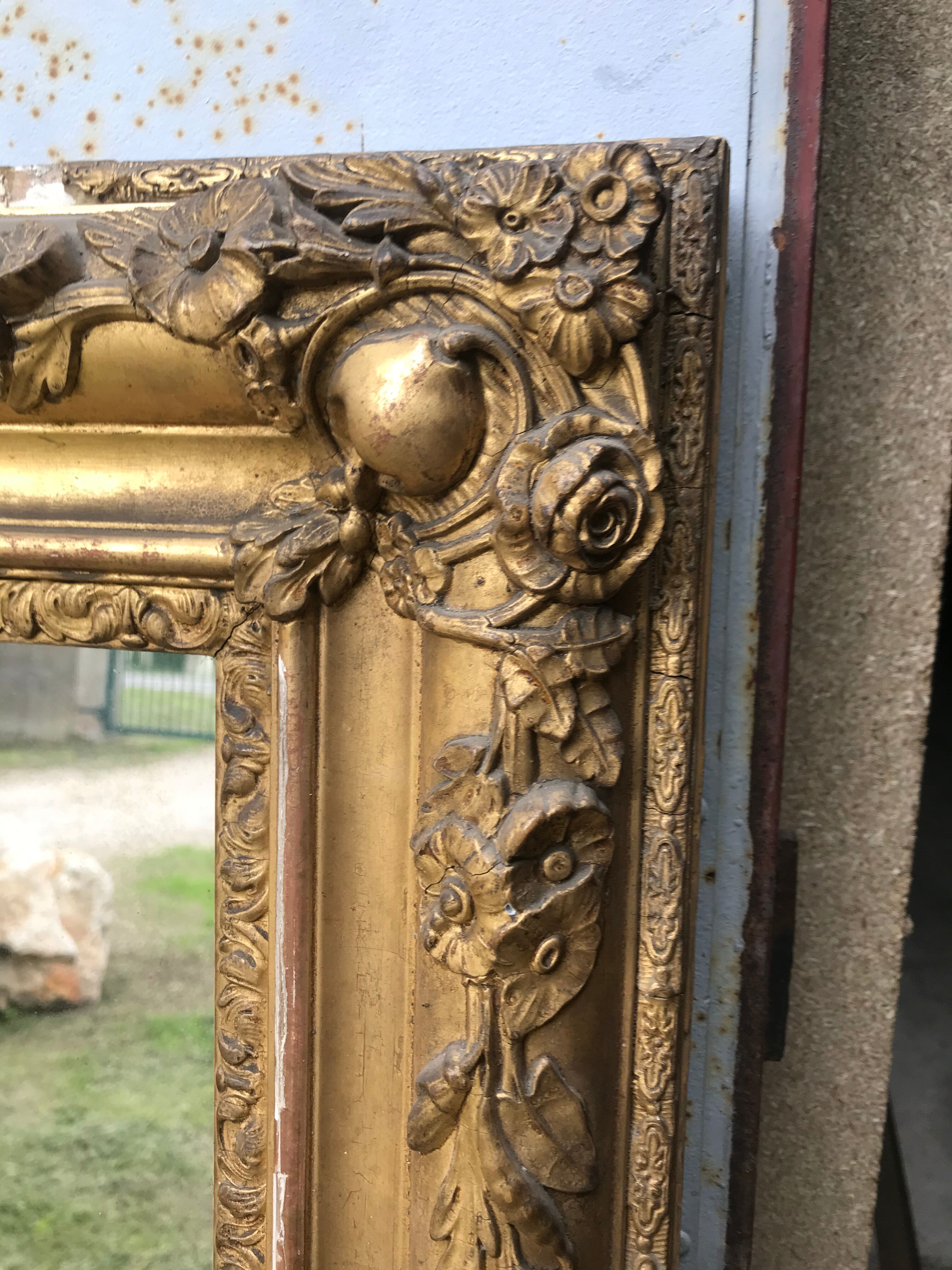 Golden Louis XV mirror with gold leaf - 140x103cm