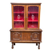 Basque Spanish wooden display cabinet buffet with 2 glass panels