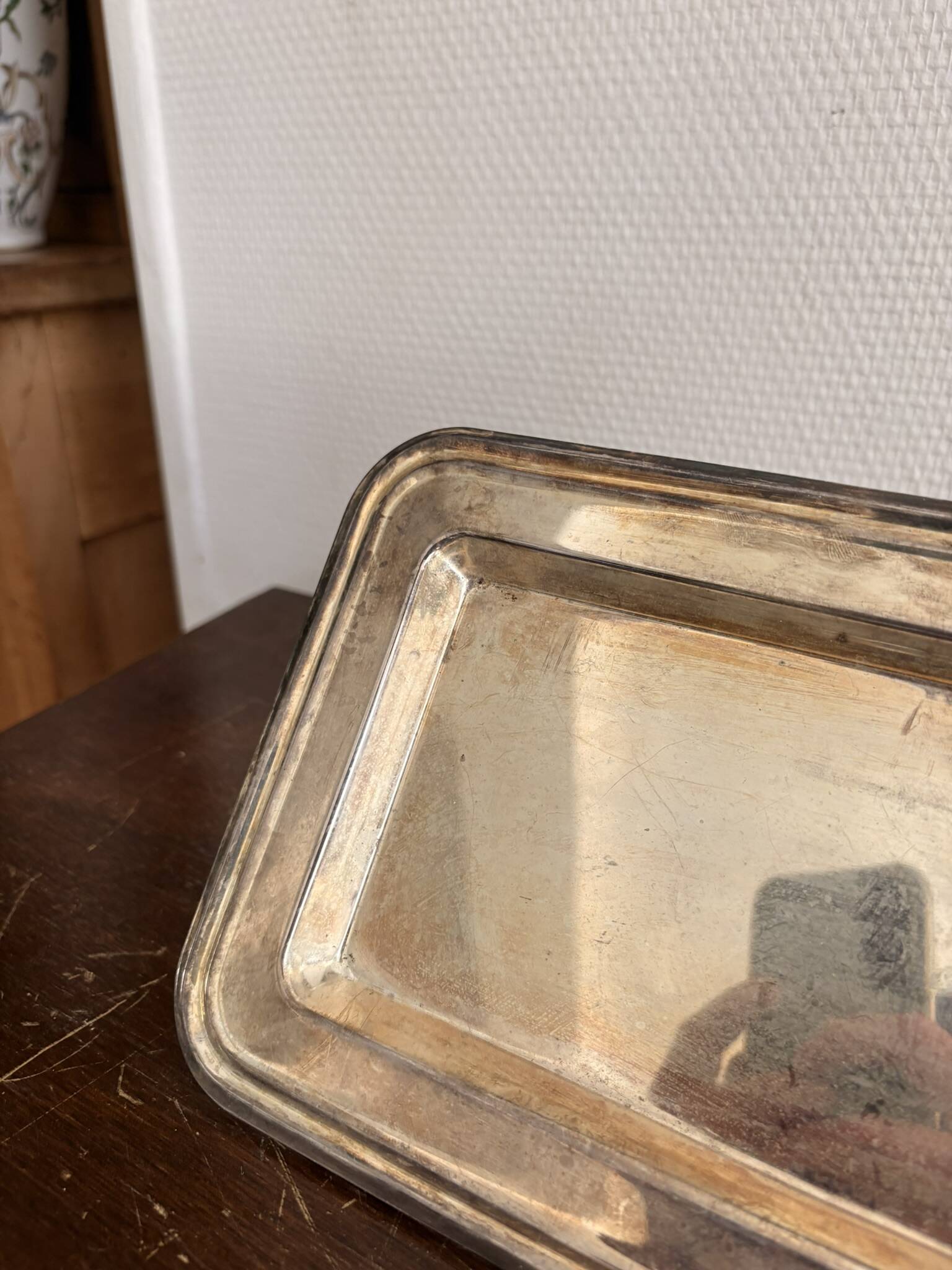 Antique Silver-Plated Metal Art Deco Serving Tray