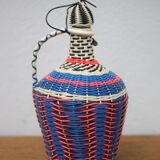 Braided wire bottle, plastic wire, scoubidou bottle, Viresa glass bottle