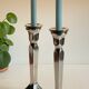 Pair of vintage cast aluminum candlesticks