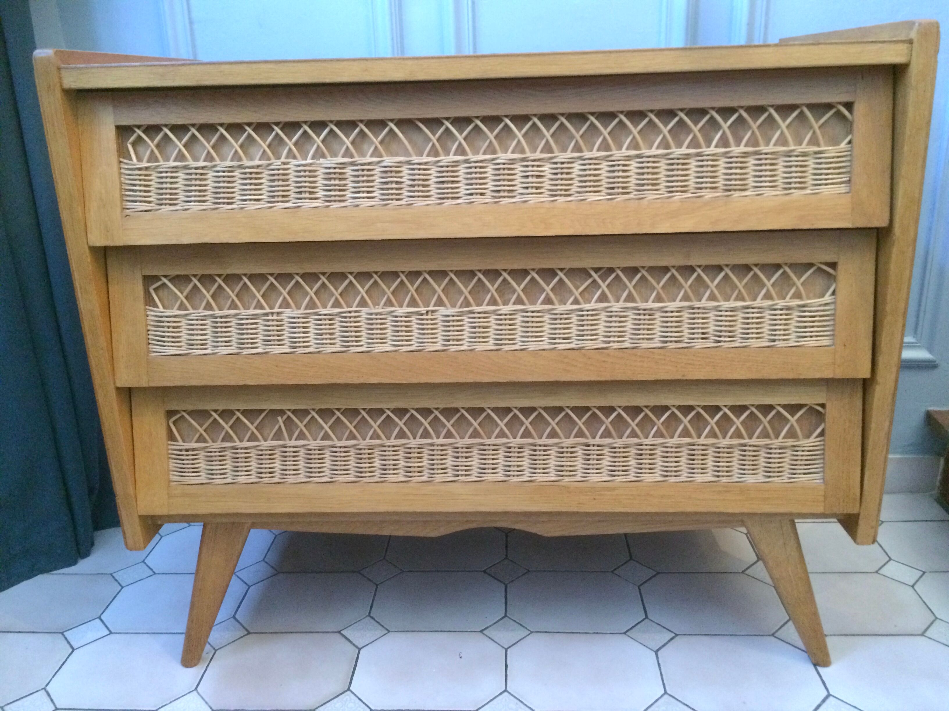 Vintage rattan dresser